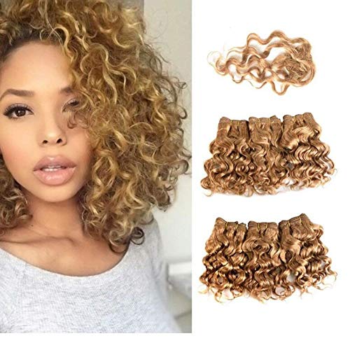 Tissage Blond 6Pcs avec Lace Closure - Extensions Wavy Cheveux Humains 8"