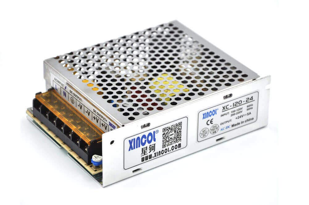 XINCOL AC to DC Converter AC110V/220V to DC24V 5A 120W DC Switching Power Supply Transformer Regulated for LED Strip Light, CCTV,Camera,Computer Project etc