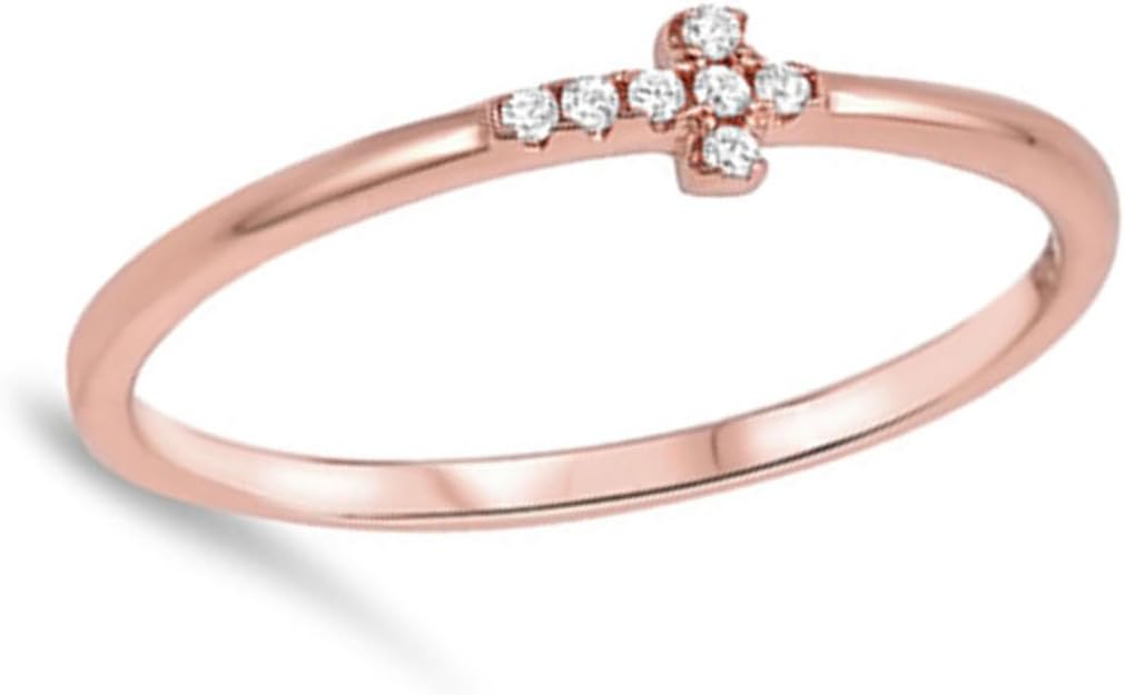 CHOOSE YOUR COLOR Sterling Silver Sideways Cross Ring
