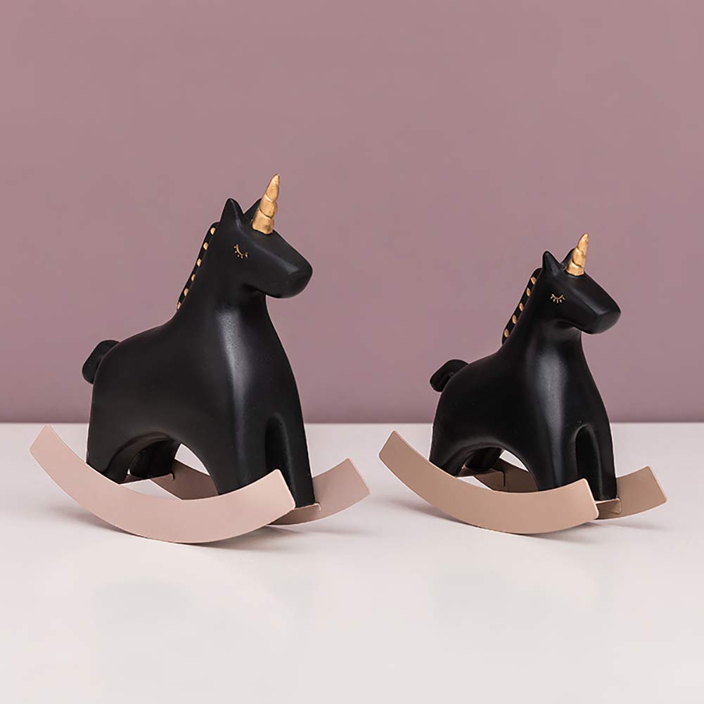 Figurine licorne à bascule en résine blanche blanche 17x17 cm pour décoration de salon et bureau