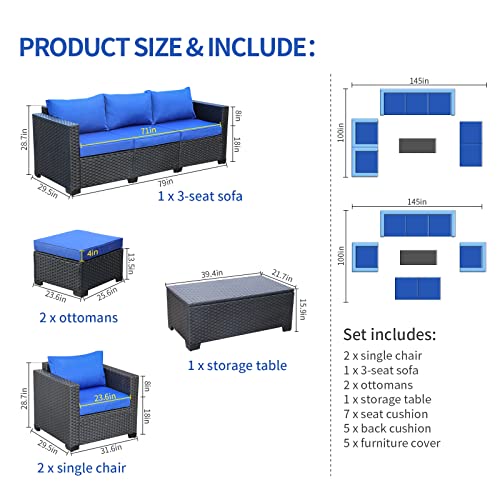 6-Pieces-Patio-Wicker-Furniture-Set-Outdoor-PE-Rattan-Conversation-Couch-Sectional-Chair-Sofa-Set-with-Royal-Blue-Cushion 6-Pieces-Patio-Wicker-Furniture-Set-Outdoor-PE-Rattan-Conversation-Couch-Sectional-Chair-Sofa-Set-with-Royal-Blue-Cushion