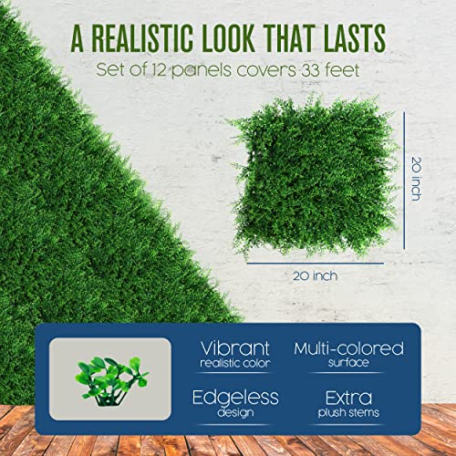 Houseables Grass Wall Panels, Greenery Wall, Greenery Backdrop, Grass Backdrop, Fern Panels, Artificial Green Decor, Faux Hedge, Fake Plant Squares, Leaf Tiles, Outdoor Living Decoration, 12x12, 12PK by Houseables - Image 4