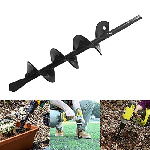 JoyFan Spiral Drill Bit, Post Hole Borer with Non-Slip Hex Drive, Garden Digger Attachments for Planting Flower, Bulbs