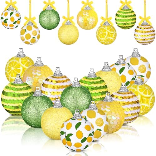Purpeak 36 Pieces Summer Tree Ornaments Lemon Theme Wooden