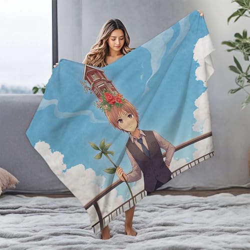 Couverture pour chiot, couronne de fleurs et maison sur la tête : une scène sereine couverture en flanelle couverture grand lit sac (127 x 100 cm)