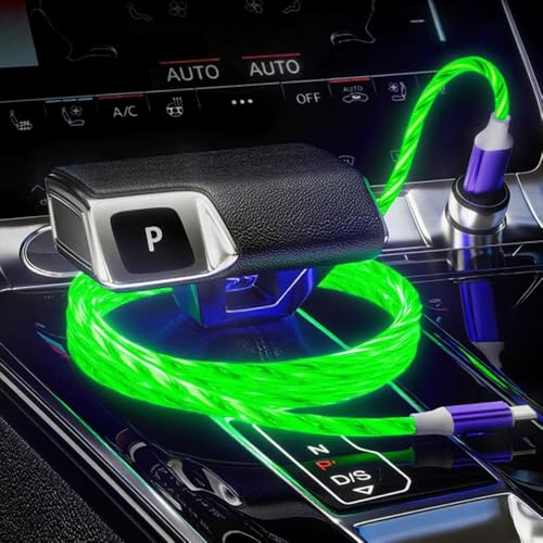 Image of IHAO Starry Light-Up USB Cable USBA to USBC Cable Durable Fast Charging Cable with Visible Current Flow As Night Light Use-A to C Star Green