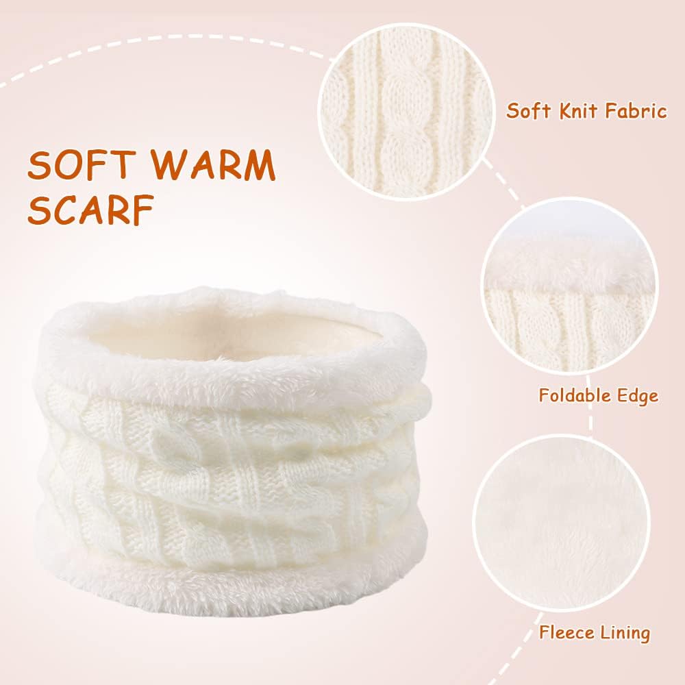 Yuoahcn Kids Winter Beanie Hat Scarf Gloves Set Knit Warm Toddler Winter Cap Gloves Neck Warmer for Boys Girls 1-8 Year - Image 3