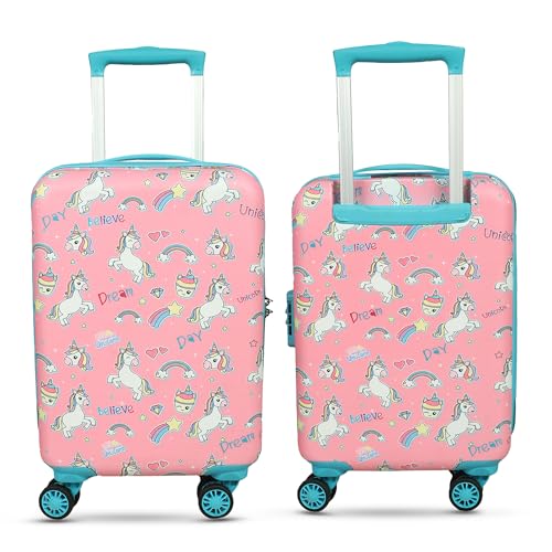 Image of NOVEX Unicorn Kids Bags Travel Trolley with 4 Wheels |Pink, 22-Inch Spinner Bag | Hard Sided Polycarbonate Unique Children's Luggage /Suitcase for Cute Girls Kid - 360-Degree Rotatable Wheel