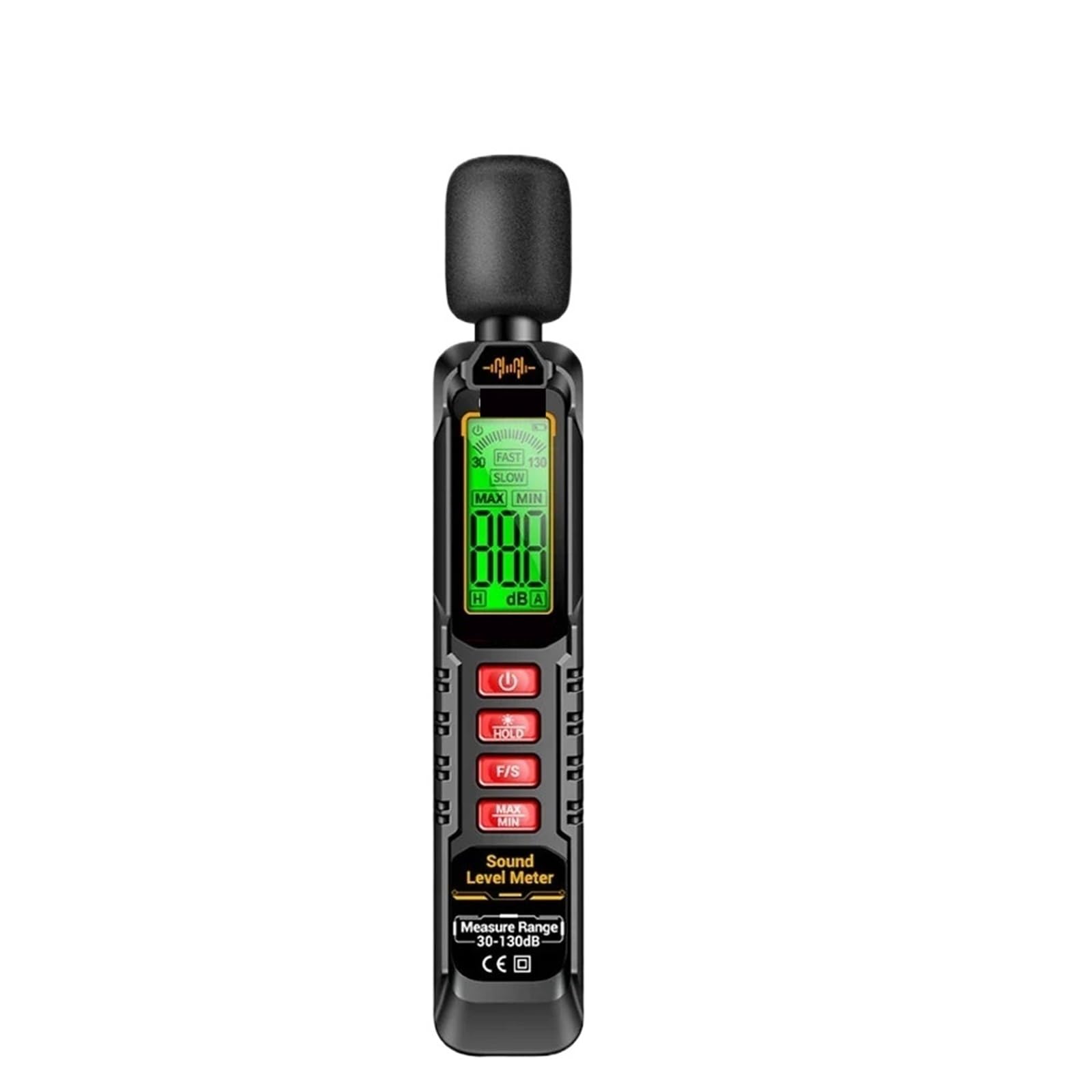 Edede One Color Decibel Meter, Decibel Meter Tester Digital Sensor Noise Meter 30-130Db Ambient Noise Windproof Sponge Sound Measuring Instrument