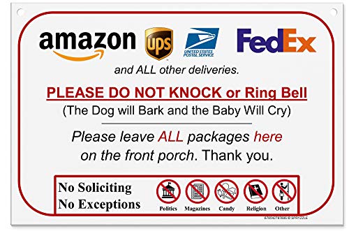 Spryzzle Leave Package Sign - Do Not Knock Or Ring Doorbell (Dog Will Bark & Baby Will Cry - Hang Sign) #TOP15