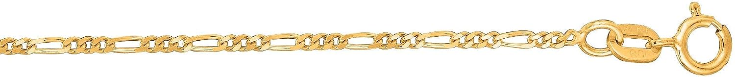 SISGEM 14 ct Gold Figaro Chain, Solid Yellow Gold Figaro Chain Necklace of Width 1.13mm and Length 46cm - Image 3