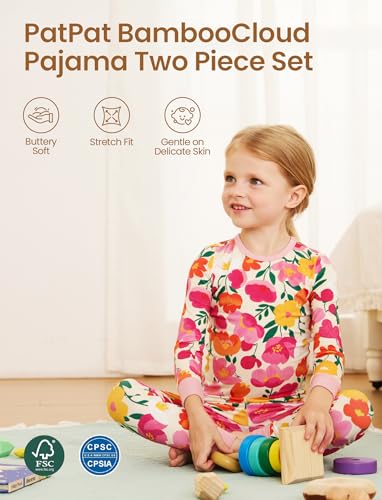 PATPAT Bamboo Viscose Pajama Set for Toddlers with Improved Tensile Strength, Snug Fit Pjs Sleeper for Baby Boys Girls Kids2