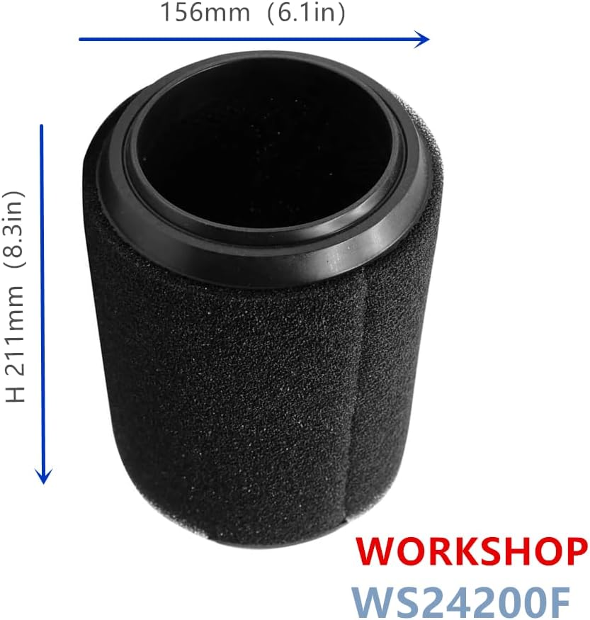 2 PACK brikiwee WS24200F Cartridge vacuum Wet ONLY foam Filter Compatible with WORKSHOP WS050IWM WS1400VA WS0915VA WS1600SS WS1200VA WS1600VA 5 to 16 Gallon Wet/Dry vacuum