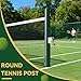 SOIUDNEB Round Tennis Posts(No Net),Professional Tennis Poles with Ground Sleeves Embedment,Tennis Permanent Court Kit for Indoor Gymnasium Outdoor Sports Field