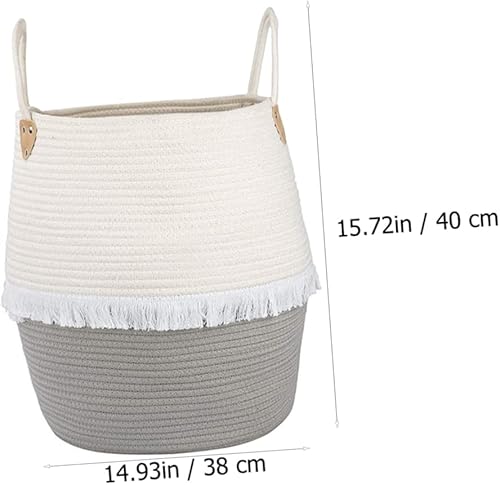 Miniatura 9 de 1 cesta tejida para cuarto de bebé, dormitorio, papelera variada, portátil, de algodón, práctica con cubos para el hogar, ropa de habitación,