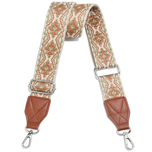 Image of Purse Strap,1.5 inch Leather End Shoulder Strap Adjustable Replacement,Retro Multi-Pattern Crossbody Bag Straps