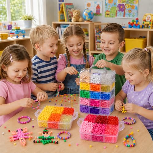 JOICEE 6000Pcs Pony Beads 30 Colors Kandi Beads Bulk for Bracelet Making by JOICEE - Used condition - Image 3
