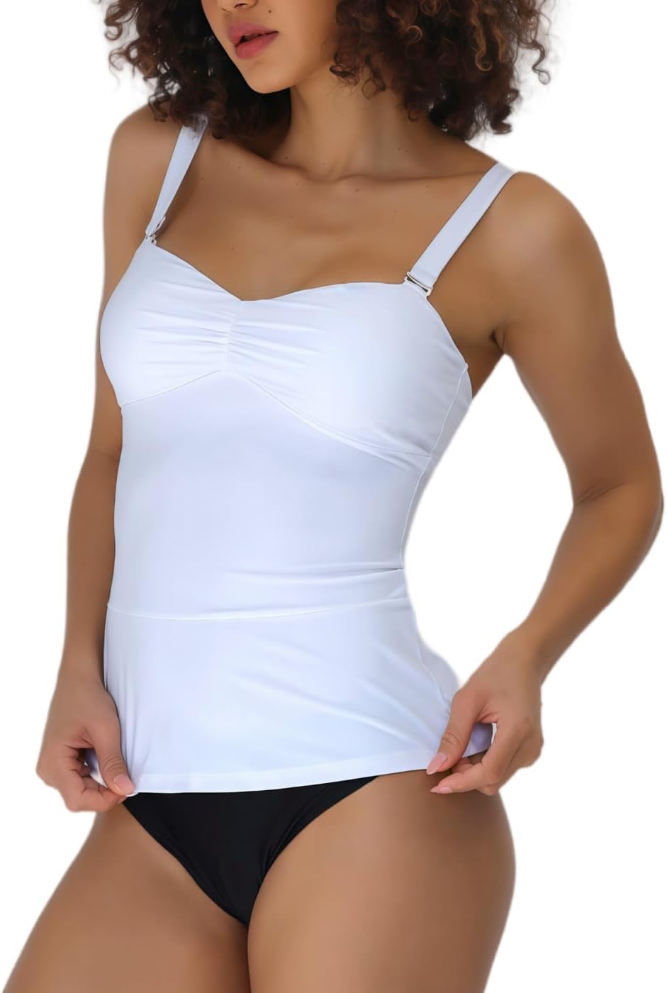 Tankini Swimsuits for Women Tummy Control Two Piece Bathing Suit Adjustable Straps Swim Suit with Bottom Swimwear