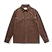 MAVQX Men's Corduroy Shirt Casual Shacket Long Sleeve Button Down Lightweight Jacket (US, Alpha, Medium, Regular, Regular, Brown)
