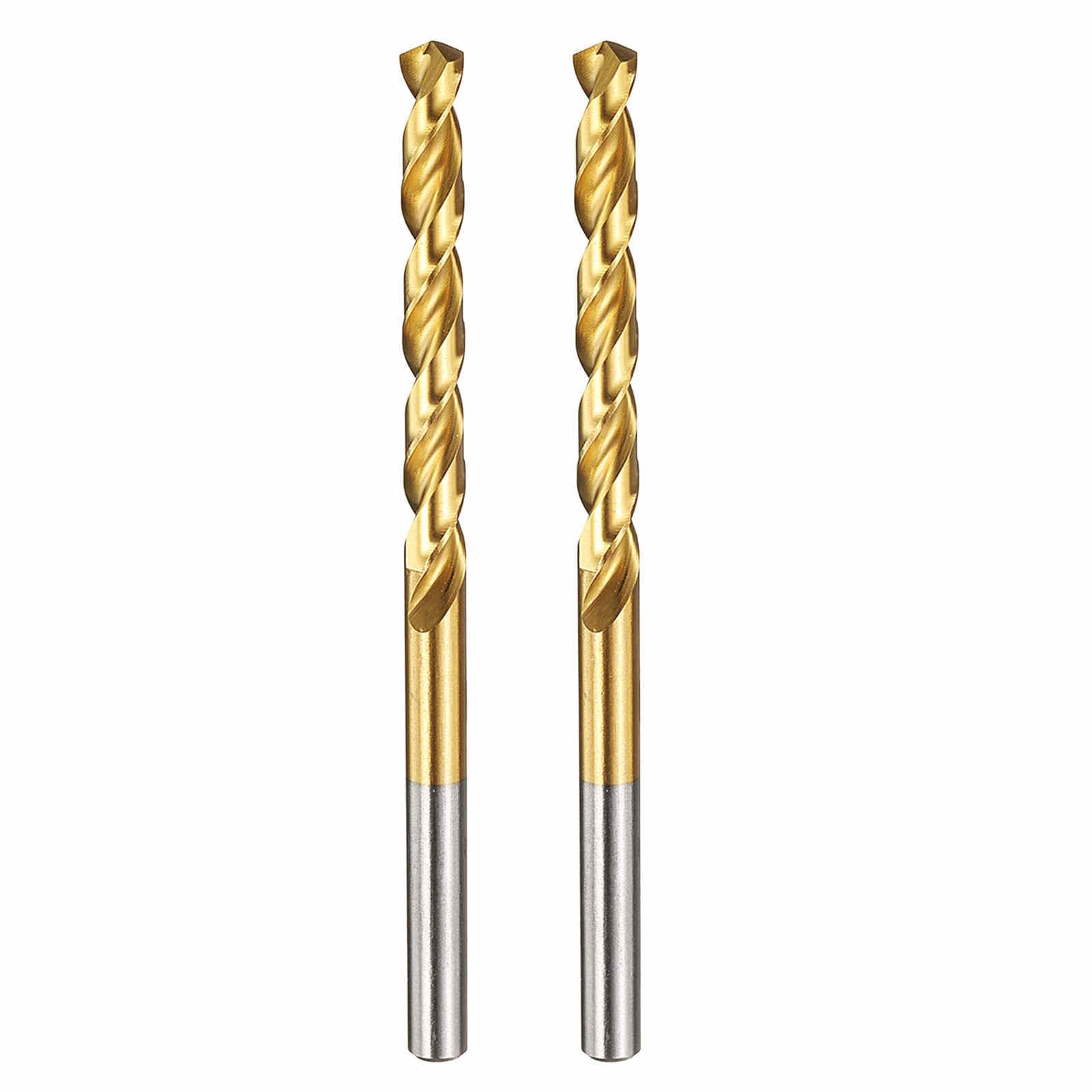 Kozelo 2pcs Drill Bit - [5.1mm Diameter] M42 8% Cobalt HSS Cutting Tool for Machining Hard Metal Stainless Steel Woodworking Handicraft Use, 135° Cutting Angle TiN