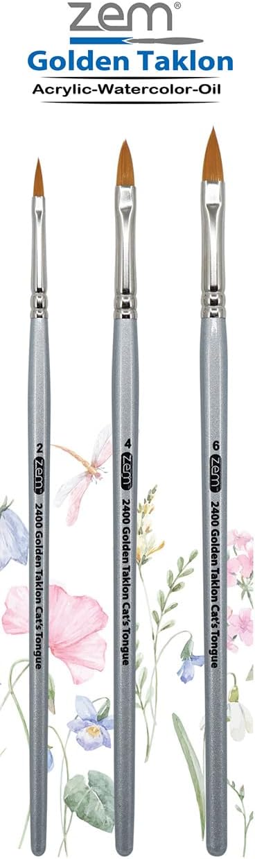 Brush Golden Taklon Cat's Tongue Brush Set