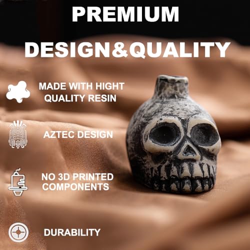 Aztec Skull Whistle - Creepy Loud Human Scream War Death Sound, High Decibels (Small, White)