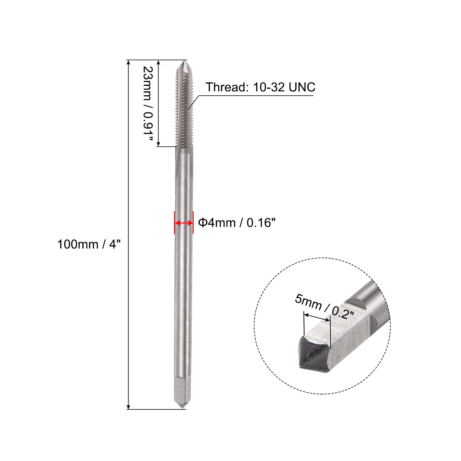 uxcell Thread Milling Taps, 10-32 UNF High Speed Steel (HSS) 3 Straight Flutes Machine Screw Thread Threading Tap, 4