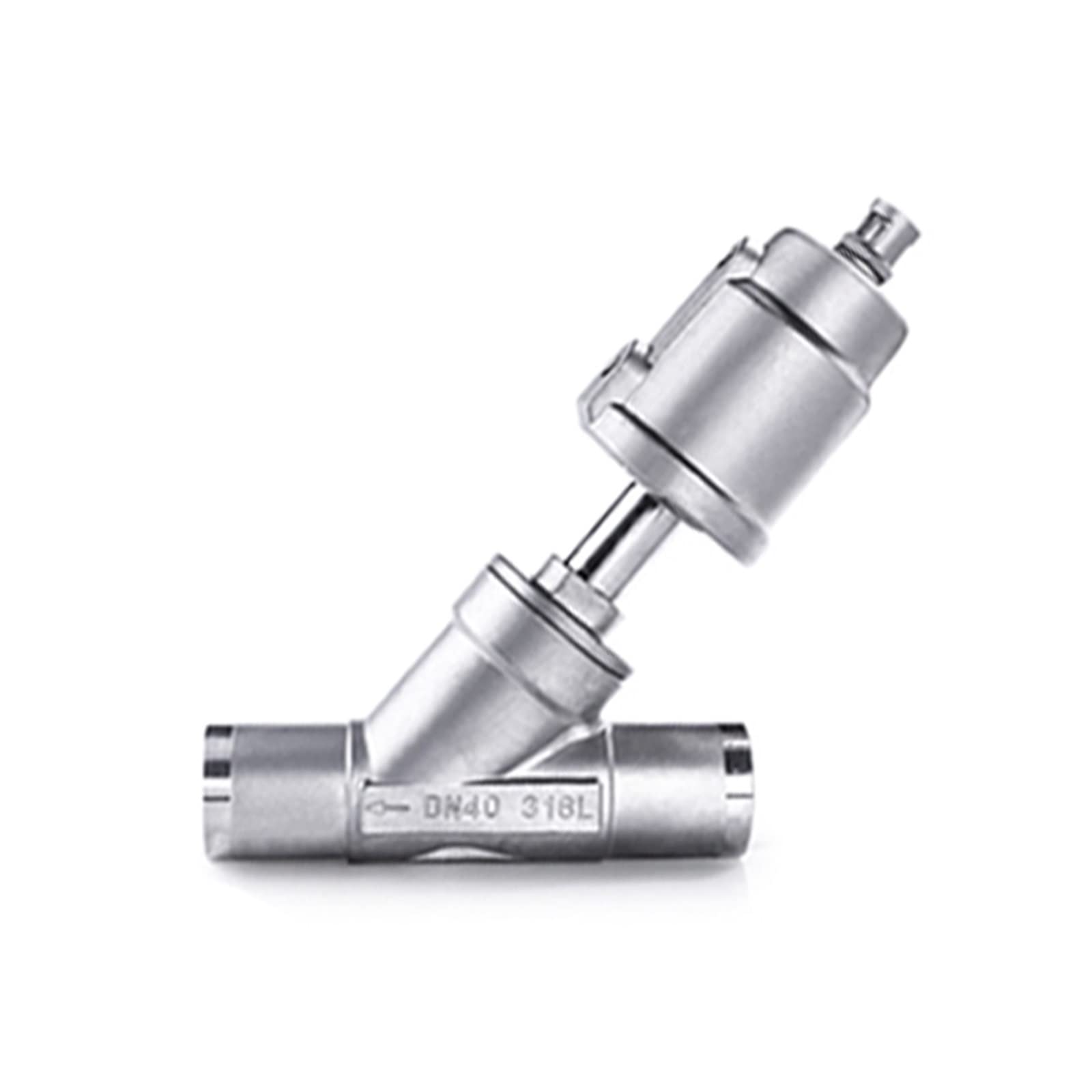 Pneumatyczny zawór kątowy typu Y, gwint wewnętrzny 1/2", 3/4" i 1", DN15 i DN20, stal nierdzewna 304, do spawania/zacisku, pary wysokotemperaturowej (głowica z tworzywa sztucznego gwintu, DN15)