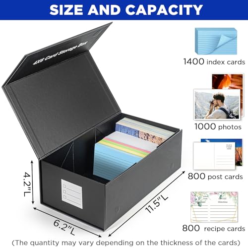 Caixa de armazenamento com suporte de cartão de índice 10 x 15 cm, organizador de porta-cartões, 10