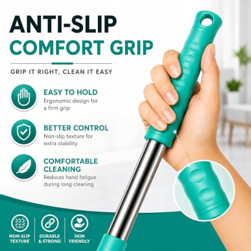 Image of Ultra Premium 360 Spin Mop Stick Rod with Stainless Steel Handle | Adjustable & Extendable Heavy Duty Mop Handle | Floor Cleaning Refill Rod Compatible with Spin Mop (Aqua) (1 Refill)
