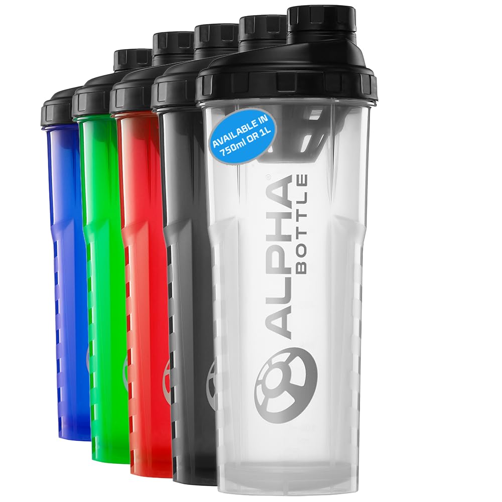 Alpha Designs Men's Clear Protein Shaker Bottle 1L - 1000Ml Gym Bottle For Protein Shakes - Leakproof Screw Cap