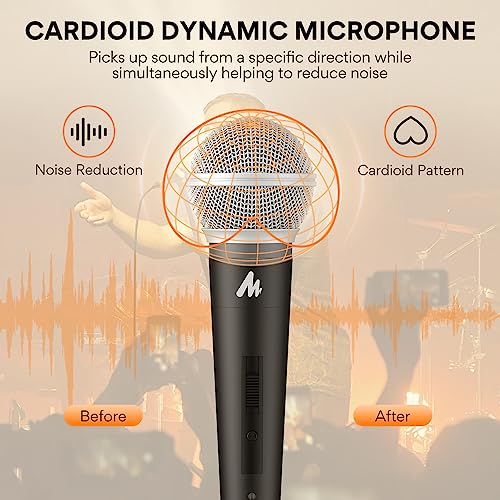 Image of MAONO Dynamic Microphone Wired for Singing, Corded Karaoke Mic with 9.8FT /3M XLR Cable, with On /Off Switch (AU-WDM01)