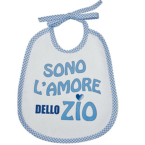 Bavaglino Frasi Divertenti cm.20x24 con laccetti (AZZURRO7) SONO L'AMORE DELLO ZIO