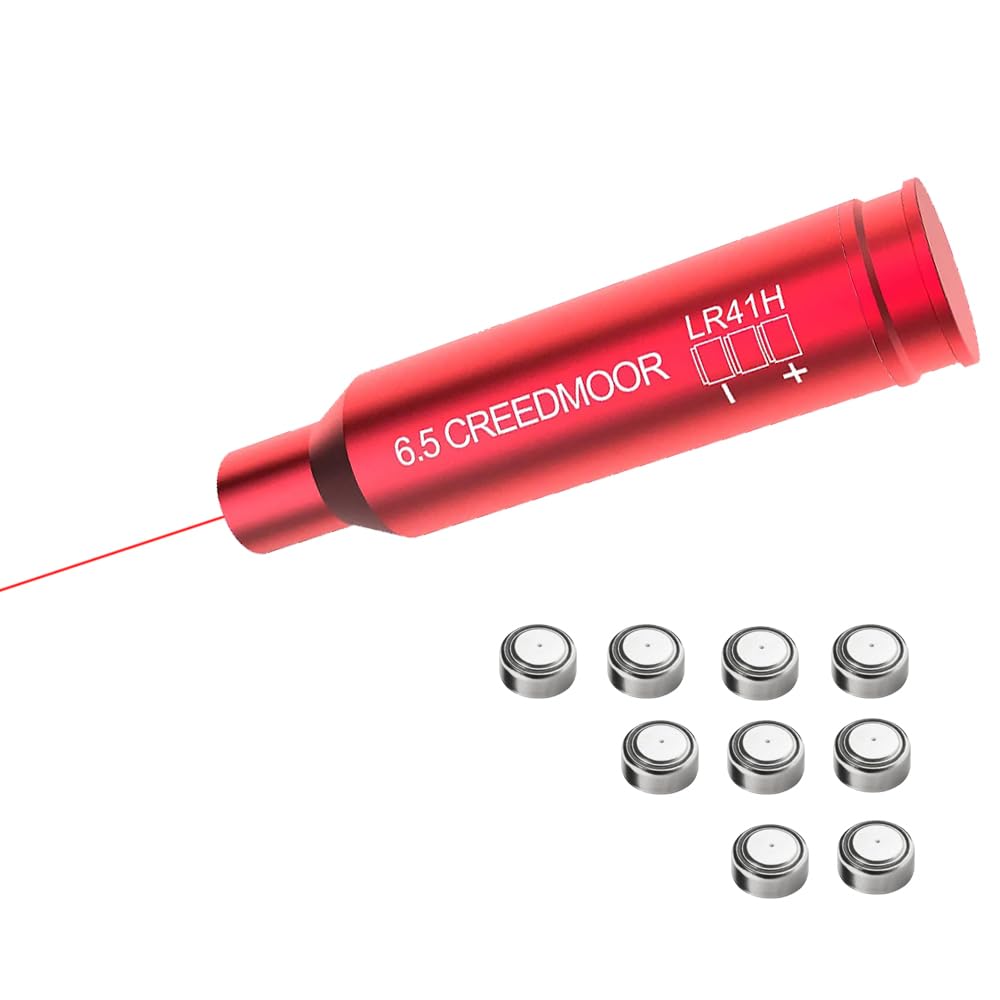 Gotical Red Laser Bore Sighter Compatible with Creedmoor 6.5 Cartridge, Boresighter Anodized Red Battery Included Cartridge Bore Sight