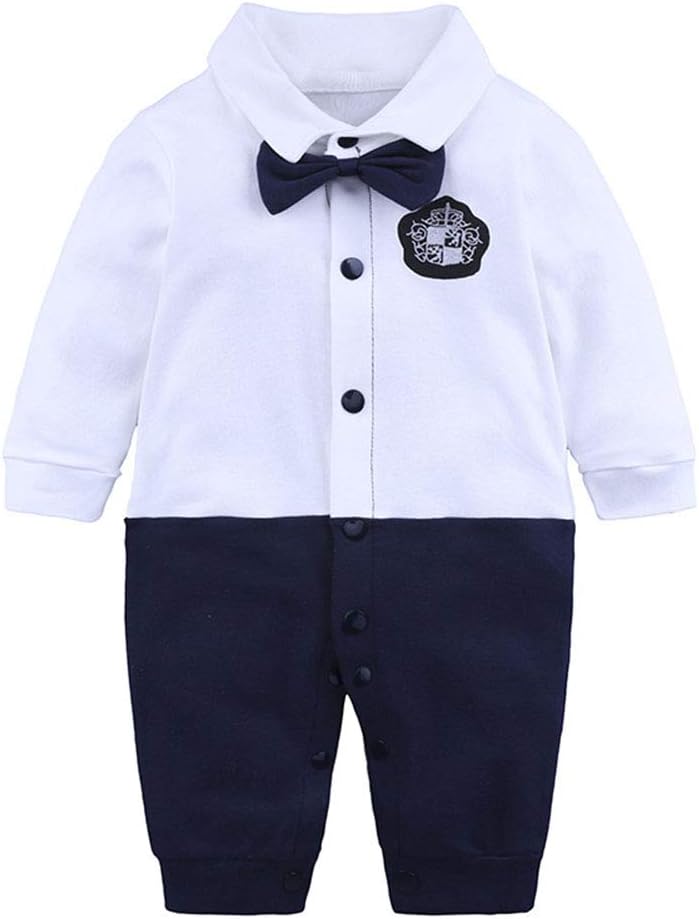 HFJLL Children's Wear Baby Onesies Romper Gentleman Baby