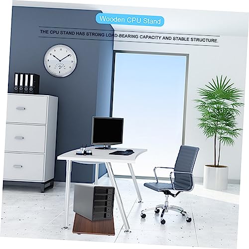 Soporte para CPU de madera natural con ruedas y tornillos para torre de computadora, soporte móvil para computadora con fácil montaje y estructura estable miniatura 7