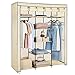 Armadio Guardaroba a 10 Ripiani in Tessuto E 2 Barre Porta Vestiti Accessori Scarpe, Organizzatore Armadio, Portascarpe Mobiletto Guardaroba, 175 x 150 x 45 cm (Colore Beige)
