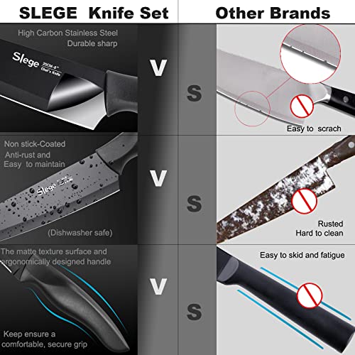 Knife Set, 16 Piece Kitchen Knives Set With Block, High Carbon Stainless Steel For Anti-Rusting Knife Block Sets, Acrylic Stand For Black Chef Knife Steak Knives With Peeler Scissors,Dishwasher Safe #TOP2