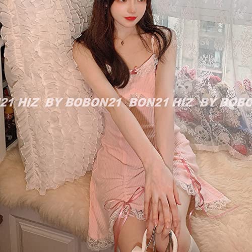 Women Japanese Lolita Sweet Lace Bow Kawaii Party Spaghetti Straps Mini Knitted Dress4