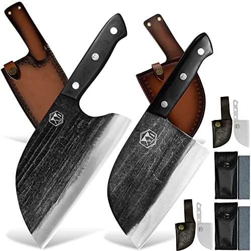 Xyj Full Tang Serbian Chef Knife Ancient Forged Butcher Knives With Leather Sheath For Kitchen Camping Chinese Vegetable Knife #TOP25