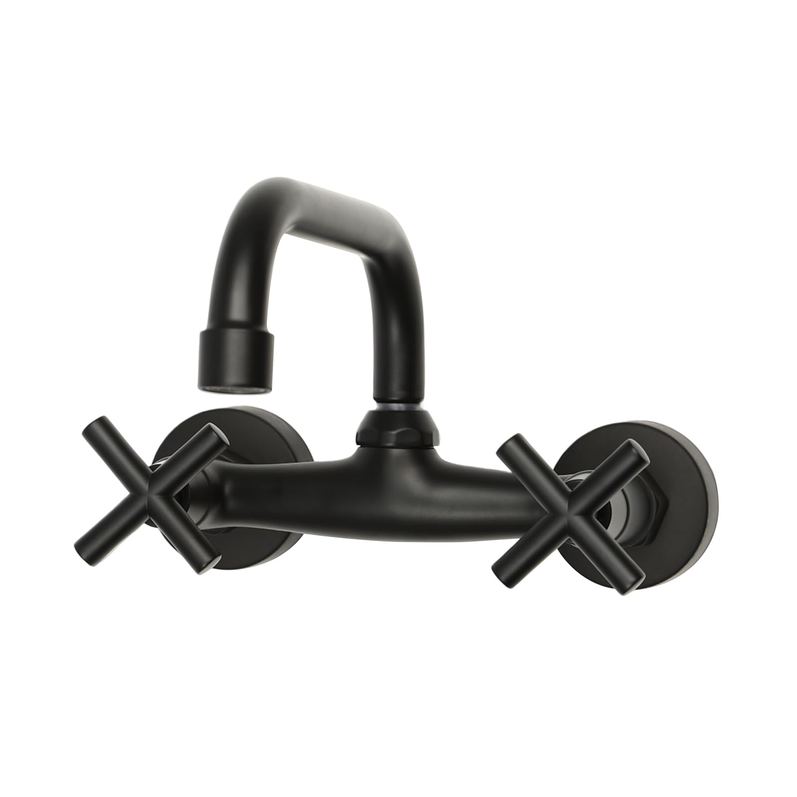 Grifo de pared negro, 2 agujeros, cocina cuarto de baño, 360°, doble manija