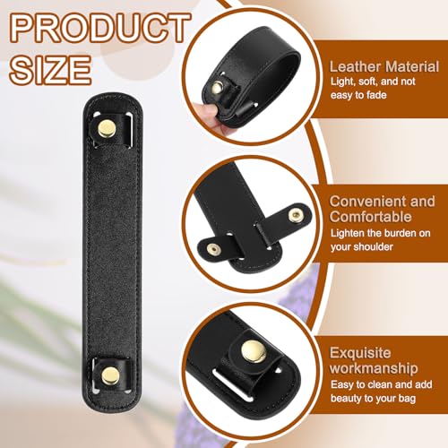 Image of uxcell 2 Pcs 8.98x1.69 Inch Leather Shoulder Strap Pad, Detachable Non-Slip Strap Covers for Tote Bags Backpacks Handbags, Black