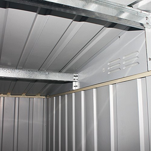 Panana 8x6FT Metal Garden Apex Roof Storage Shed Metal Flat Roof Shed Door at 8FT side - 6