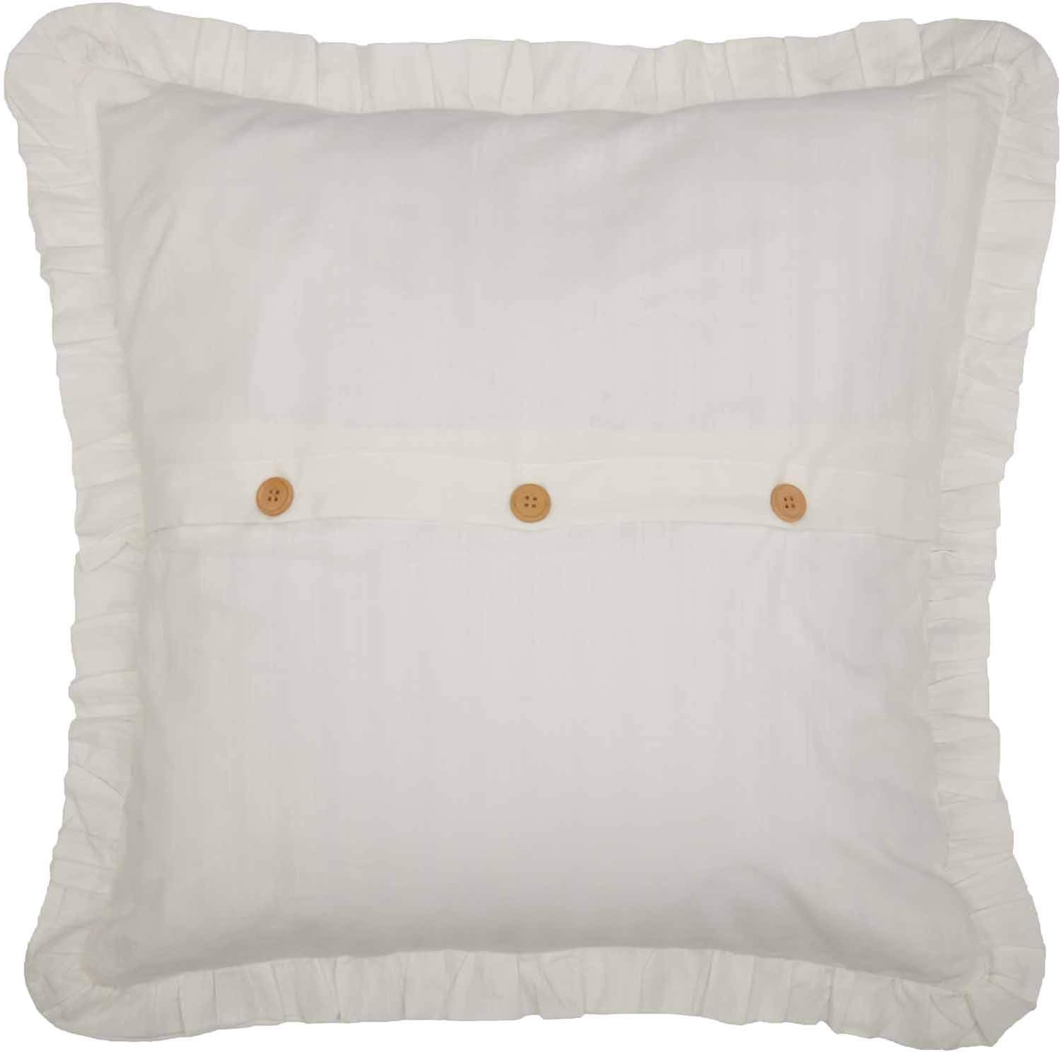 Emily Ruffled King Size Pillowcase, Set of 2, 21" x 37", Tone on Tone Ticking Stripe Bedding Pillow Cover in Off White Lined Fabric, Vintage Farmhouse Decor