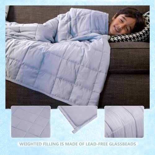 Image of ZonLi Bomboo Cooling Weighted Blanket, Oeko-Tex Certified Soft Breathable Weighted Blankets with Premium Glass Beads (48''x72'' 15lbs, Pla Light Grey), Suit for Person (~190lb) / Twin /Full