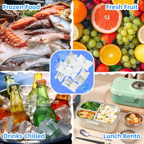 Image of Ice Pack Bulk, Flexible Cold Ice Pack Sheets for Coolers, Dry Ice for Shipping Frozen Food, Long Lasting Shipping Cold Packs, Automatic Cut, 3.5x2.2Inch, 96 Packs