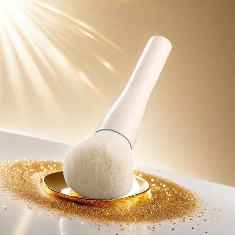 Foundation Brush Blush Brush - Metallic Handle, Premium Microcrystalline Bristles, All-in-One Powder & Blush Brush white