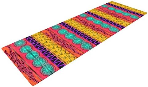 KESS InHouse Famenxt Pattern Watercolor Colorful Exercise Yoga Mat, Multicolor Pattern, 72" by 24"