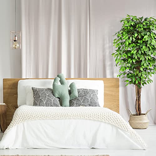 Keeplush 7Ft. Large Ficus Artificial Trees With Natural Curved Trunks, 84" Tall Lush Faux Tree For Home Decor Indoor, Green Lifelike Fake Ficus Tree Artificial Plants In Pot #TOP6