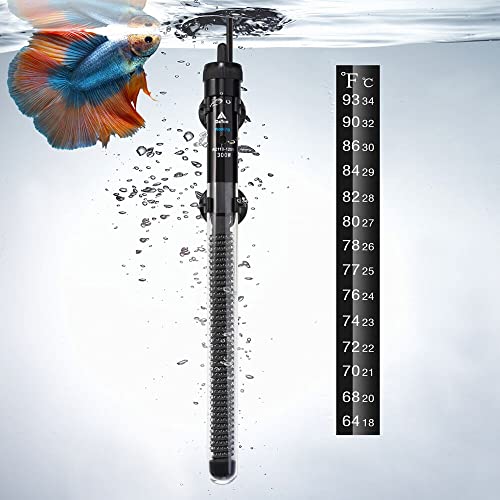 DaToo Aquarium Heater Adjustable 300W Submersible Fish Tank Heater with Electronic Chip Thermostat Suitable for Marine Saltwater and Freshwater
